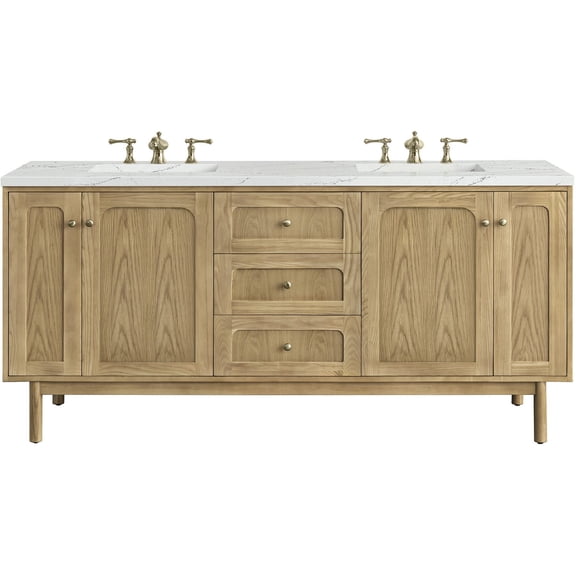 James Martin Vanities 545-V72-Fenc Laurent 72" Double Basin Poplar Wood Vanity Set - Light
