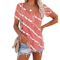 thumbnail image 5 of TIHLMK T Shirts for Women Pink Fashion Women Twill Button Neckline Short Sleeve Round Neck Casual T-shirt Gift for Womens Tops, 5 of 7