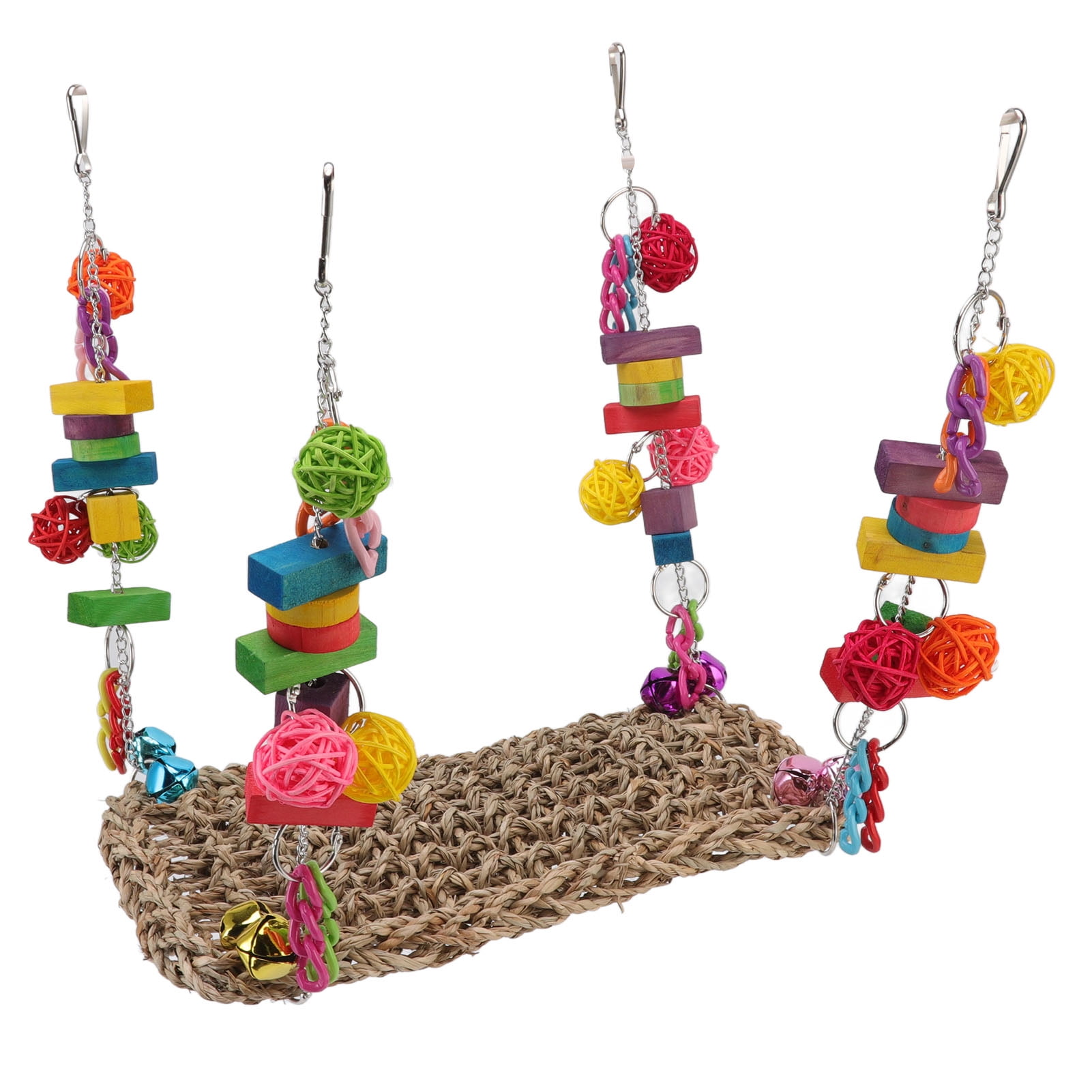 Grass Woven Climbing Hammock Swing Mat, Bird Foraging Wall Toy Hammock