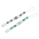 thumbnail image 2 of Juguete de clip de pezón de silicona para bebé, palo calmante para bebé que se puede combinar con cualquier pezón o mordedor, pezón de cadena corta para dentición 2 piezas (verde/gris) Feliz Sencillez, 2 of 4
