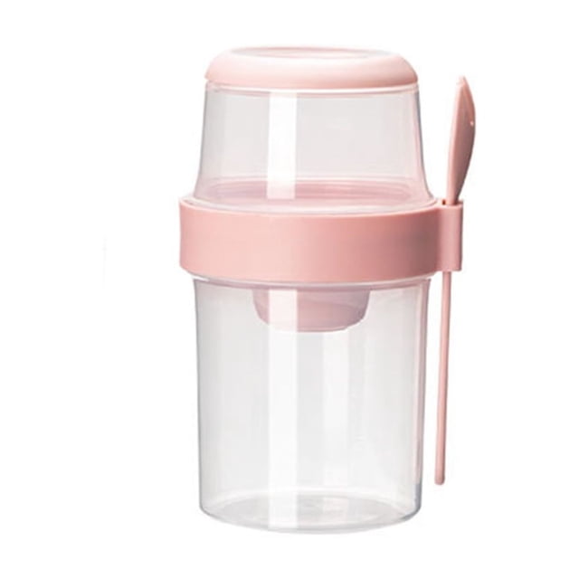 Taza de cereales para llevar, taza de yogur con cuchara para llevar, taza de yogur para llevar a prueba de fugas de 310ML + 560ML, fiambrera apta para lavavajillas, taza de cereales para
