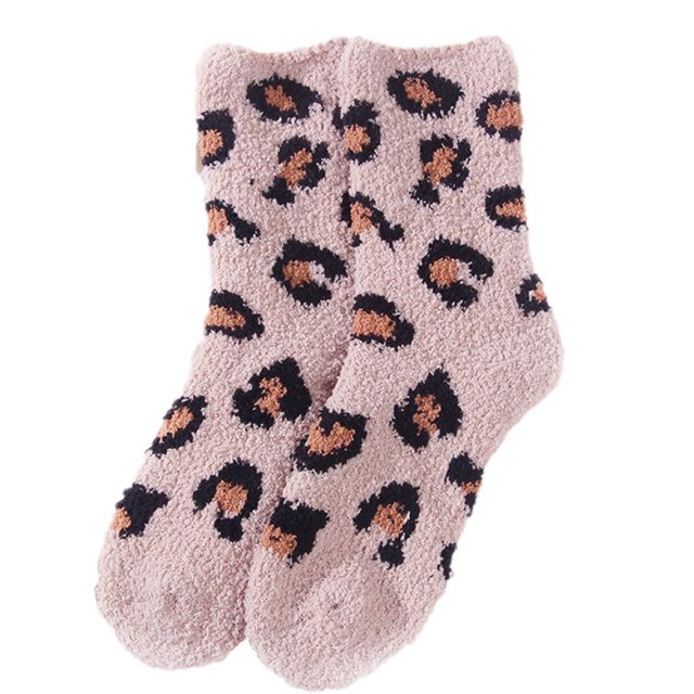 Sonducket Amart mujeres hombres Otoño Invierno lindo punto estampado Coral polar calcetines cálido medio tubo dormir calcetín Medias Color de piel Sonducket AP000974-04