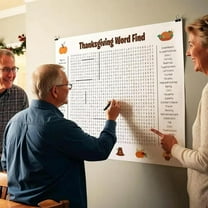 Jumbo Thanksgiving Word Search Poster – Giant 36"x24" Wall Game, Holiday Activity Poster, Engagement Party Game, Valentine's Day Gifts, Couple Games (B)