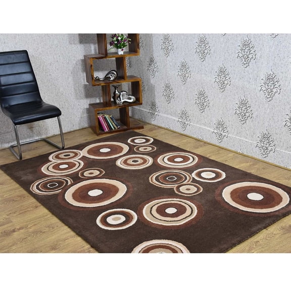 Rugsotic Carpets Hand Tufted Wool Eco-Friendly 5'x7'6'' Area Rugs Rectangle Brown Beige Geometric Modern High Pile Thick Handmade Anti Skid Indoor Rug for Living Room, Bedroom K03096