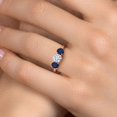 thumbnail image 4 of Gem Stone King 18K Rose Gold Plated Silver White Moissanite and Blue Sapphire Engagement Ring for Women | 2.00 Cttw | Round 6MM | Gemstone Birthstone | Size 9, 4 of 7