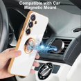 thumbnail image 2 of Dteck for Samsung Galaxy S23 FE Case with Screen Protector, Built-in 360° Rotation Ring Holder Magnetic Stand, Luxury Shiny Plating Edge Shockproof Electroplated Protective Cover,White, 2 of 5