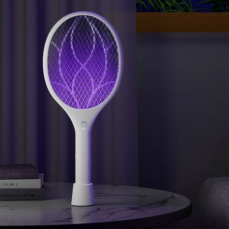 Wmkox8yii Electric Fly Swatter  Mosquitoe Kill-er For Outdoor Indoor  3000 V Electric Fly Kill-er Pest Insect-s Control Racket With Base For Mosquito Gnat Fly Wasp