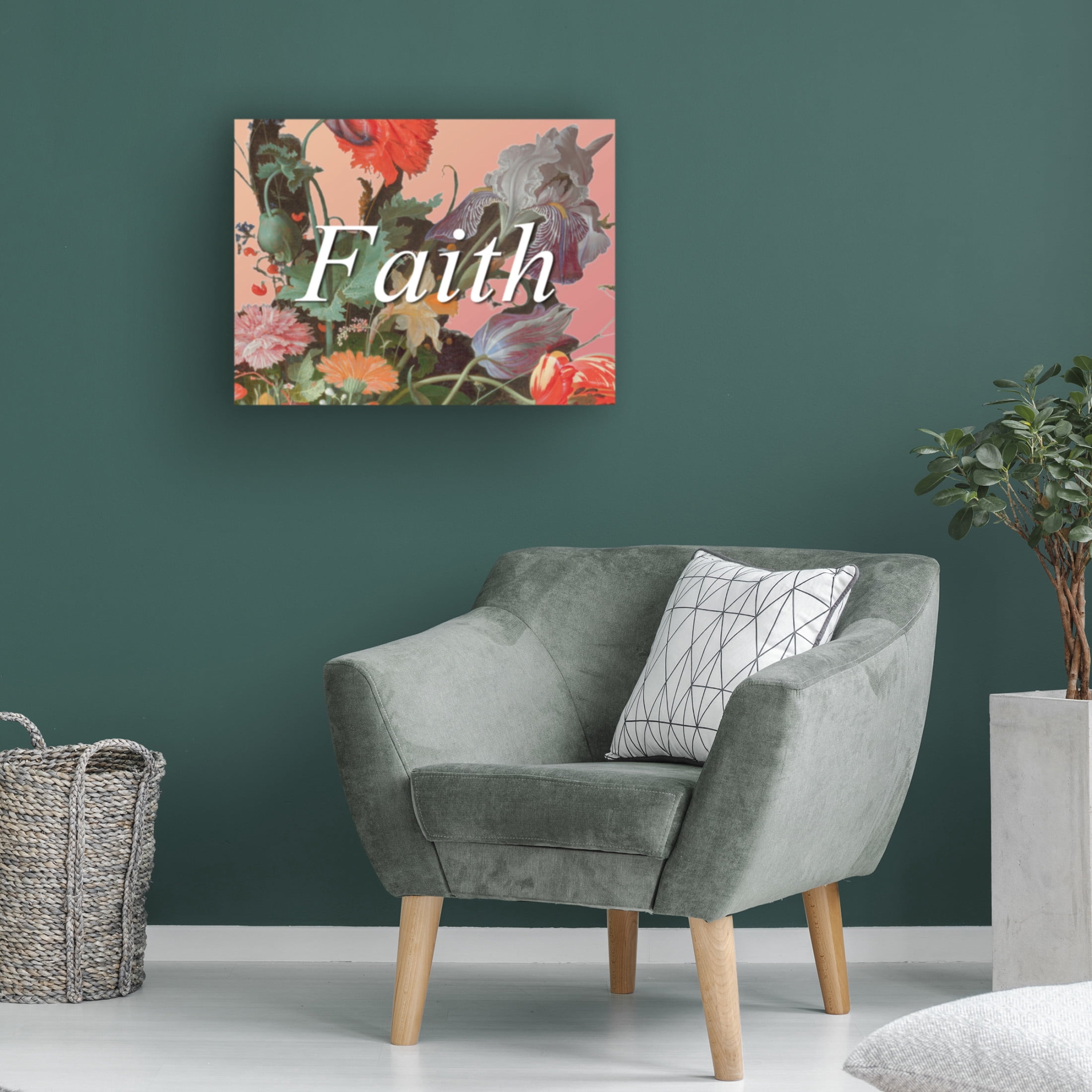 Canvas Wall Art - Sandra Iafrate 'Faith Flowers' Wall Art for Living Room, Bedroom, or Office Décor by Trademark Fine Art - 47 x 35 Inches