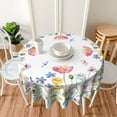 thumbnail image 4 of Spring Tablecloth Round 60 Inch Colorful Flower Table Cloth,Stain Resistance Polyester Butterfly Floral Summer Season Table Covers for Kitchen Dining,Small Tablecloth for Party Picnic, 4 of 7