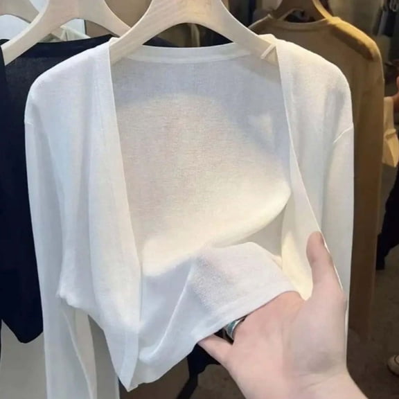 Lightweight Summer Cardigan For Women Short Sleeve Open Front Knit Everyday Layering, L, White