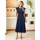 thumbnail image 4 of Vestido Simplee para mujer, a rayas, con volantes, manga corta, azul marino, 4 of 6
