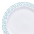 thumbnail image 2 of Smarty 7.5" White with Turquoise Blue and Silver Mosaic Rim Round Plastic Salad Plates 120ct, 2 of 7