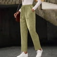 thumbnail image 2 of WULMLEO Ribbed Corduroy Pants Women Comfy Elastic High Waisted Straight Leg Pants with Pockets Pull On Work Trousers Slacks Light Green L, 2 of 7