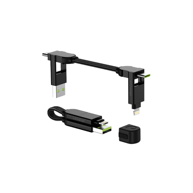Cable cargador USB C Rolling Square InCharge X, cable Lightning para smartphone, cargador de cable universal 6 en 1, conector USB, negro, 100 W