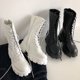 thumbnail image 2 of Botas de media caña con cordones para Mujer, Botines Chelsea con cremallera, tacón de plataforma, Otoño e Invierno, 2 of 4