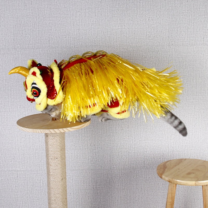 Zupora Pet Costume Cute Lion Dance Pet Costume New Year Cat Dog