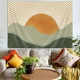 thumbnail image 3 of Boho Sage Green Tapestry, Abstract Mountain Golden Sun Nature Tapestry Wall Hanging for Bedroom, Modern Minimalist Landscape Tapestries Poster Blanket College Dorm Home Decor 60X40Inches, 3 of 4