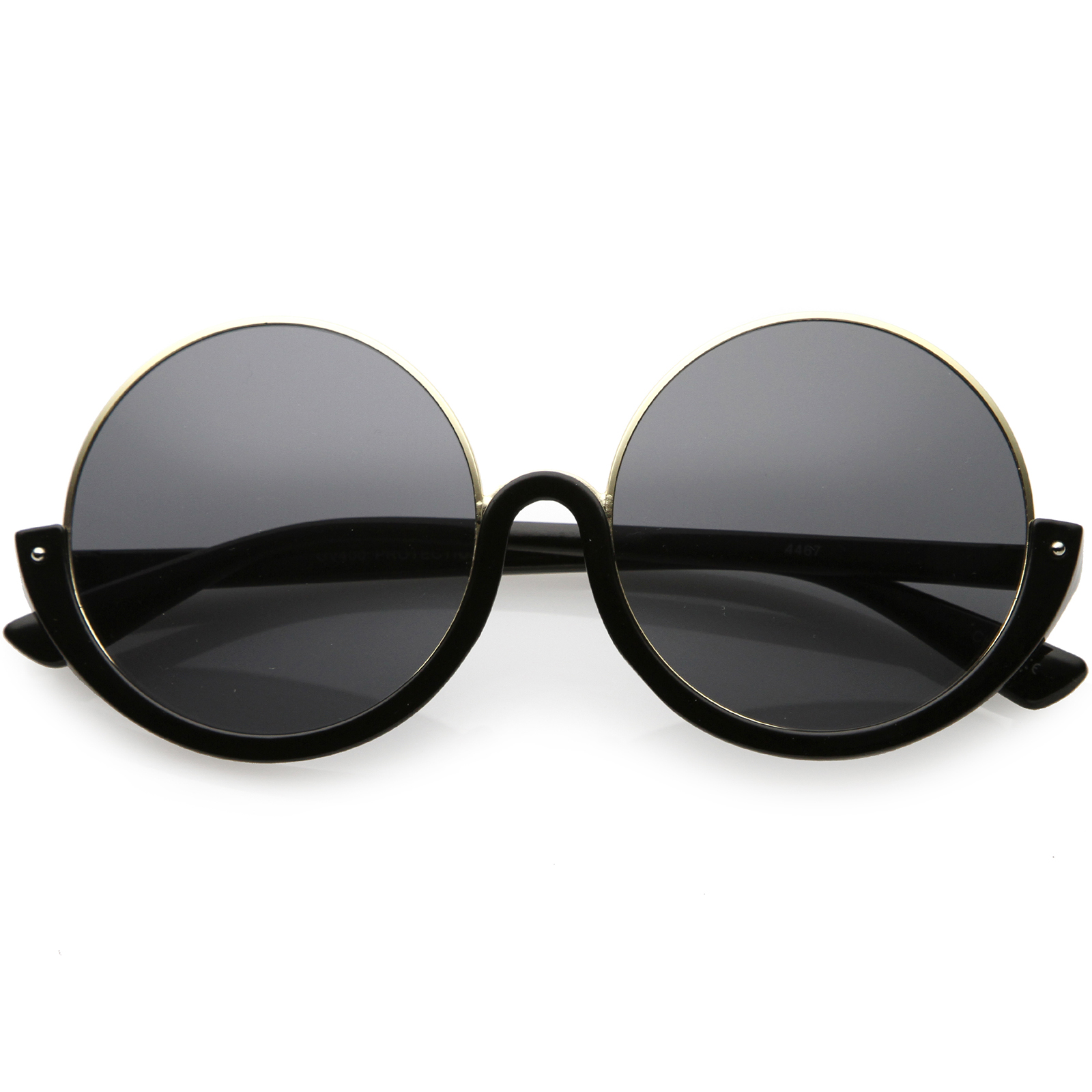 Sunglass la Women s Semi Rimless Round Sunglasses Metal Trim Detail 
