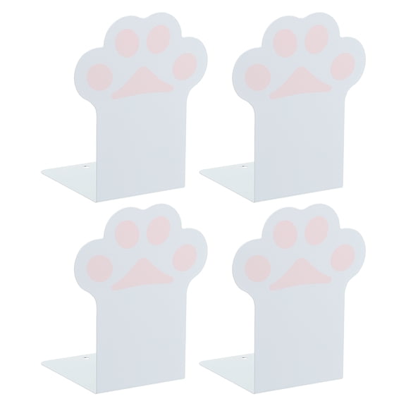 Uxcell 2 Set Metal Bookends, Cat Paw Non-skid Book Ends for Shelves Book Stopper for Home and Office Decoration Library, White