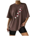 thumbnail image 1 of EQWLJWE Hauts d'Été pour Femmes Hauts pour Femmes Liquidation Mode Femme T-Shirt à Manches Courtes Col Rond Imprimé Blouse Ample, 1 of 5