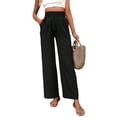 thumbnail image 4 of Sexy Dance Pants for Women Elastic Waist Straight Wide Leg Palazzo Pant Casual Soft Bottoms Lounge Trousers with Pockets Black S, 4 of 9