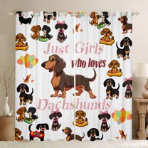 Castle Fairy Cute Dachshund Dogs Curtains Pack of 2 (42x84 Each) for Teens Boys Girls,Cartoon Animal Curtains Blackout,Kawaii Pets Bedroom Curtains,Breathable Home Decor