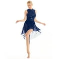 thumbnail image 3 of TSSOE Women's Lyrical Dance Costume Sleeveless Open Back Sequins Leotard Mesh Tulle Overlay Dress Navy_Blue XL, 3 of 7