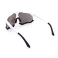 thumbnail image 3 of Large Coverage Mirror Lens Shield Curved Wrap Sport Sunglasses White Black - Blue Mirror, 3 of 4