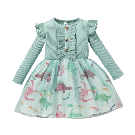 LWNYDPLSD Maxi Dress Evening Dress Dresses for Wedding Guest Long Sleeve Velvet Dress Little Girls Clothes Girl Clothes Size 6 Clothes for 1 Year Old, Green 6-12 Months