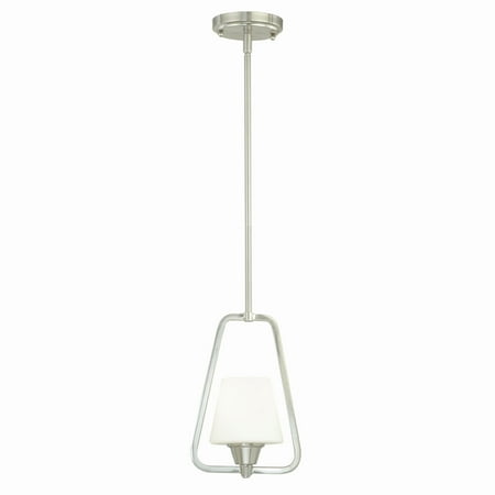 

Vaxcel Calais Satin Nickel Mini Pendant Ceiling Light White Glass