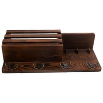WHAMVOX Wooden Wall Shelf Multi-functional Wall Organizer Wooden Mail Keys Holder With Hooks