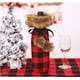 thumbnail image 2 of 4 Piezas Fundas para Botellas de Vino de Navidad a Cuadros de Búfalo Suéter de Piel Sintética Bolsas para Portabotellas de Vino para Adorno de Cena de Navidad (Blanco y Negro), 2 of 5