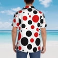 thumbnail image 5 of Dot Red and Black Mens Hawaiian Shirt Short Sleeve Casual Button Up Tropical Summer Beach Shirt, 5 of 9