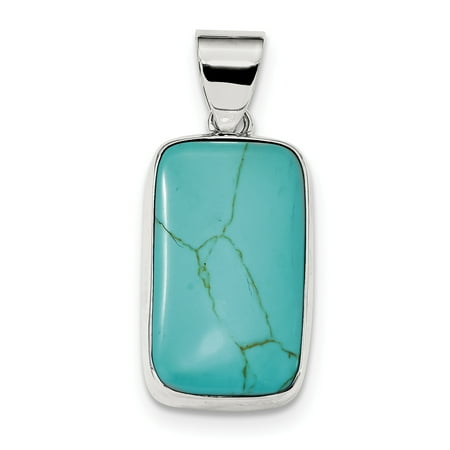 - 925 Sterling Silver Rectangle Shaped Turquoise Pendant