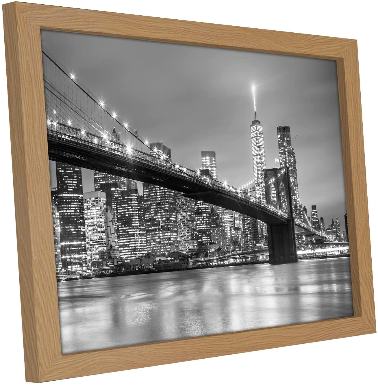 Americanflat 8.5x14 Picture Frame in Oak - Composite Wood with Shatter Resistant Glass - Horizontal and Vertical Formats for Wall with Included Hanging Hardware
