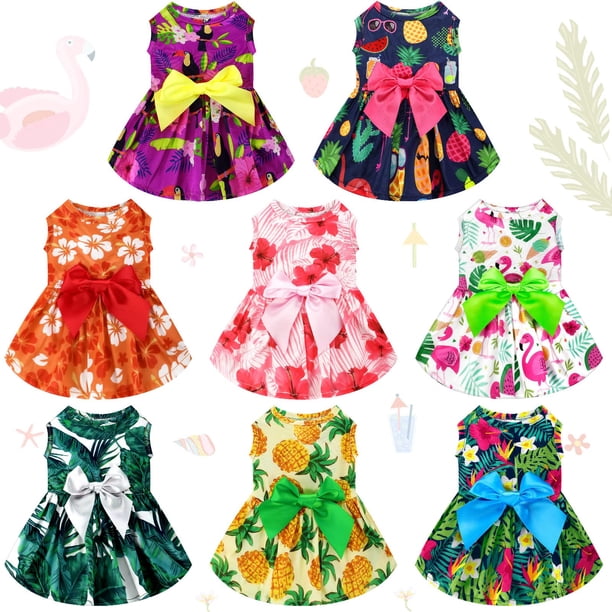 Set L de vestidos para perros LEIFIDE Hawaii de Pet Apparel, 8 unidades