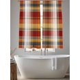 thumbnail image 4 of Tartan Plaid Sheer Curtains 63 Inch Length 2 Panels Set, Orange Red Autumn Gingham Vintage Check Voile Window Treatment Rod Pocket Curtains Sheers Drapes for Bedroom/Living Room/Kitchen 52x"63"x2, 4 of 7