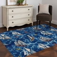 thumbnail image 3 of 4'x6' Area Rugs, Coastal Boat Ocean Indoor Outdoor Area Rug for Living Room Bedroom, Coastal Sea Waves Summer Washable Bathroom Rugs Kitchen Floor Carpet Mats Home Decor Aesthetic, 3 of 8