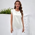 thumbnail image 4 of Stichou Womens Silk Satin Tops 2026 Summer Spring Cap Sleeve Shirts Dressy Crew Neck Tank Tops Loose Business Casual Blouse White M, 4 of 5