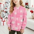 thumbnail image 2 of Lorytime Girls Sweatshirts for Kids Boys Christmas Snowflakes Plaid Shirt Crew Neck Long Sleeve Pullover Cute Tops Pink, 2 of 7