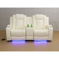thumbnail image 2 of White Breathing Leather Living Room Recliner Loveseat, 2 of 21