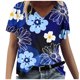 thumbnail image 2 of Fiudx Ofertas y Liquidaciones Camiseta de Manga Corta con Cuello En V y Estampado Floral Informal de Moda para Mujer, 2 of 4