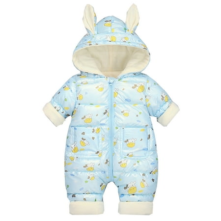 

Rovga Toddler Girls Coats Toddler Boys Long Sleeve Winter Cartoon Rabbit Ears Zipper Hooded Jumpsuit Romper Coat