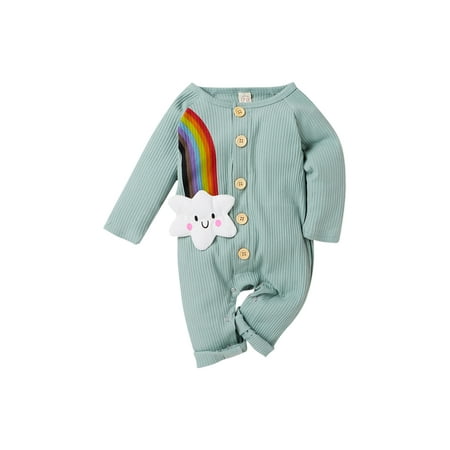 

Binwwede Children Jumpsuit Baby Rainbow Cloud Romper Suit Round Neck Long Sleeve Garment