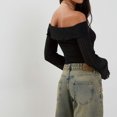 thumbnail image 4 of Lady Crop Top Casual fuera del hombro Slim Fit Stretch Sexy espalda descubierta traje de calle, 4 of 6
