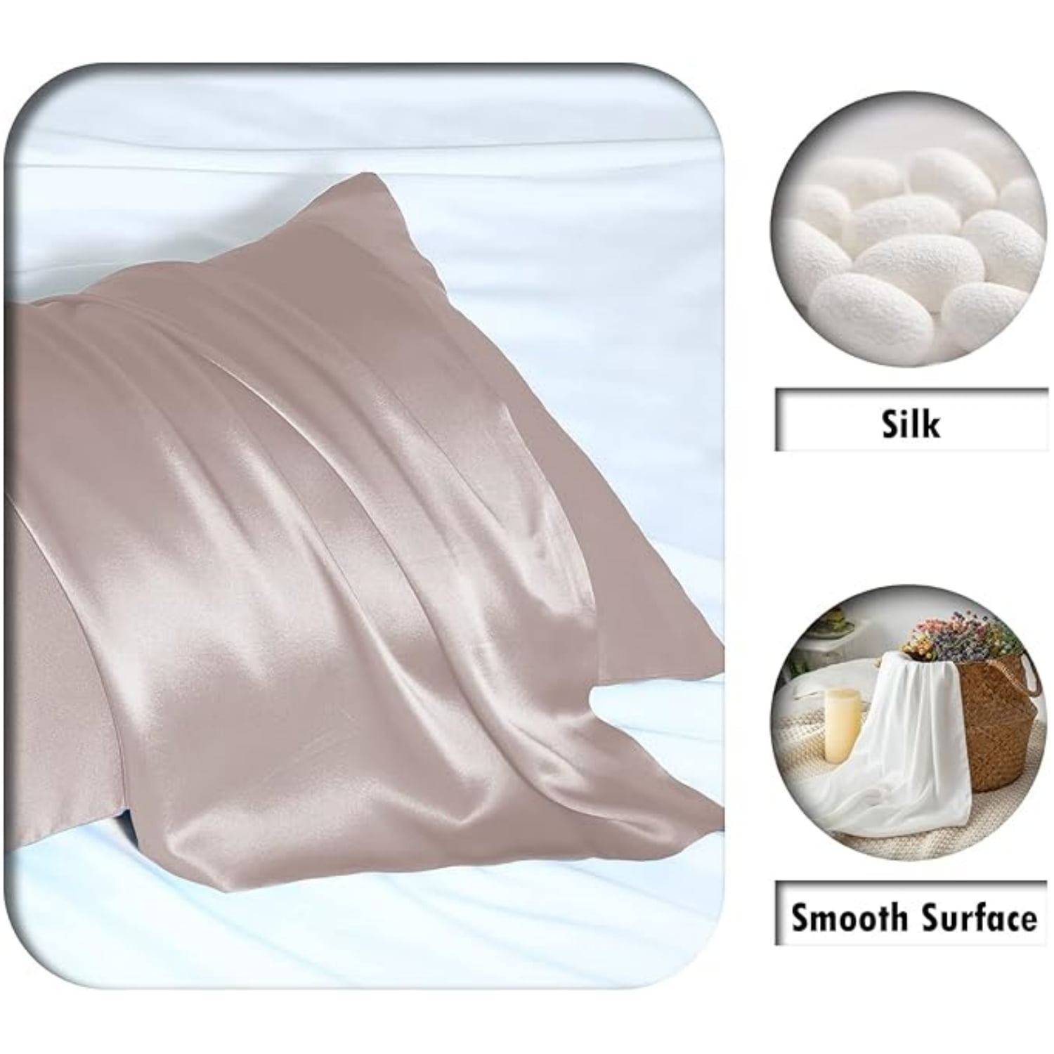 Mulberry Silk Pillowcase King for Hair and Skin Made in Germany, 22 Momme Pure Silk, Anti Acne Pillow Cases with Zipper, 6A Grade Organic Silk, Hypoallergenic, Anti Wrinkle, 2 Pcs 20"x36", King