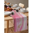thumbnail image 6 of Ldtrchee Pink Marble Table Runner 72 Inches, Modern Abstract Luxury Golden Artwork Bed Runner Dresser Scarves Tabletop for Indoor Outdoor Parties/Ceremony/Banquet, 18" x 72", 6 of 8