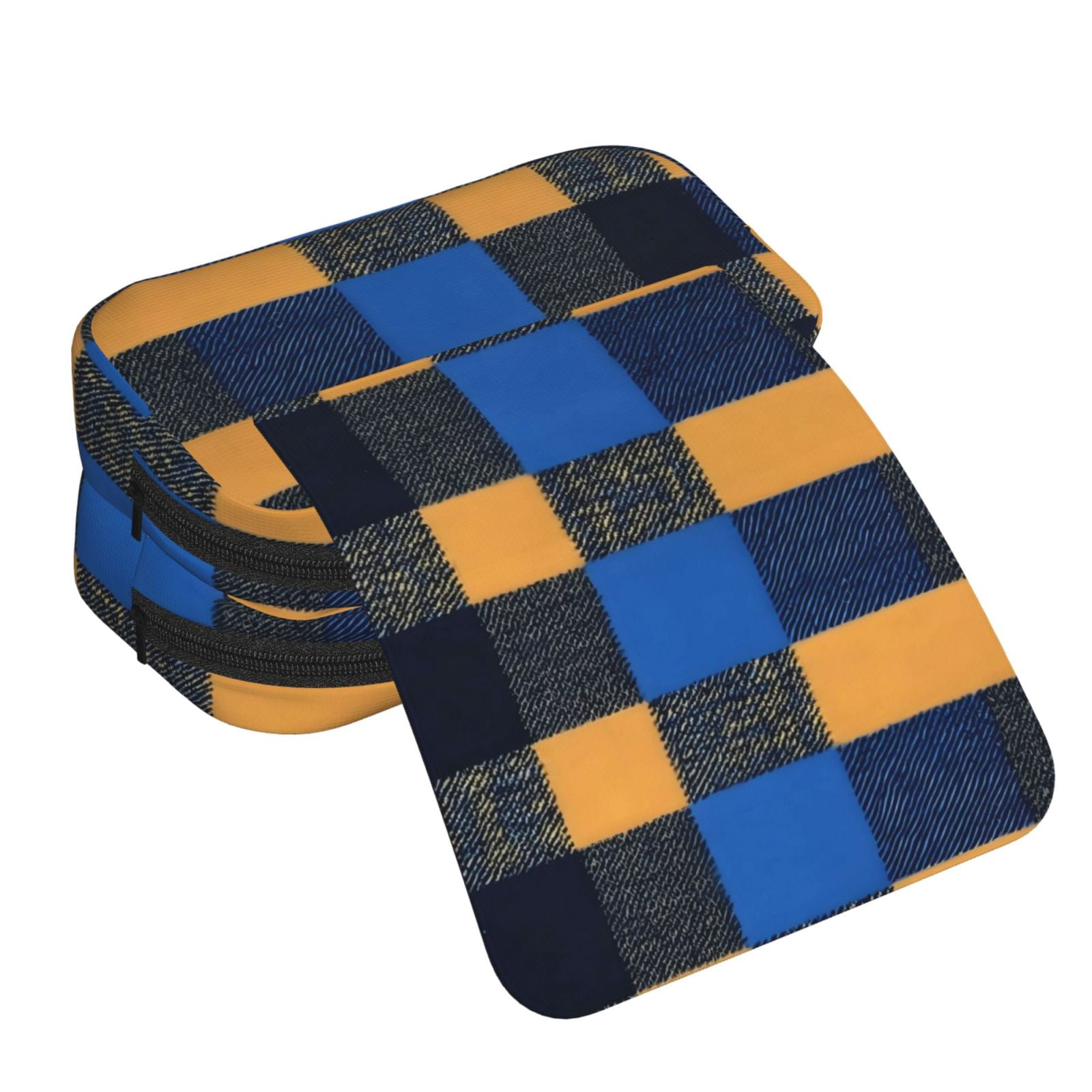 Large-Capacity Flip-Top Double-Layer Pencil Case, Multi-Functional Pocket Pen Case, Durable Stationery Organizer Cornflowerblue Buffalo Plaid Check Tartan Scotland_2