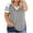 Gray, variant on Casual T Shirts for Women Plus Size V Neck Color Blocked Short Sleeved Loose Shirt Tops Summer Fashion Tees