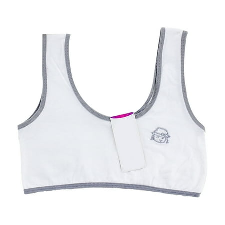 

Teenager Puberty Girls Wide Straps for Tank Crop Top Cartoon Embroidery Cotton Training Bra Non-Padded Wireless Underwear Vest 6-16 Years